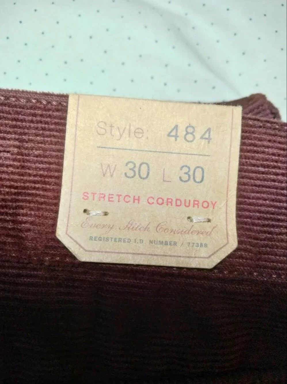 J. Crew Men's Corduroy Pants — Burgundy Straight Leg
